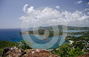 Views of English Harbor and Freemans Bay from an elevation point