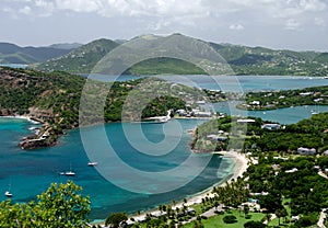 Views of English Harbor and Freemans Bay from an elevation point