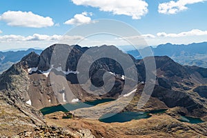 Views of the Garmo Negro, Algas and Argualas peaks from the Western Infierno peak in the Spanish Pyrenees