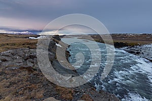 The Gullfoss waterfall in Iceland