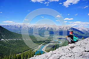 Views from Ha Ling Peak, summer hike in Canmore, Canada photo
