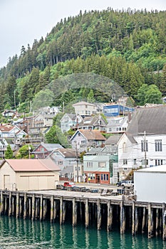 Views of the historic wooden buildings in Ketchikan