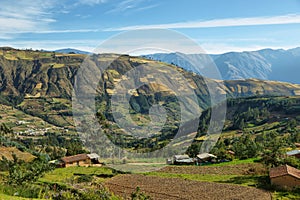 Views of houses and terraced fields in Ancash province, Peru