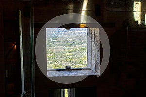 Views from inside the Almudaina Tower through the window