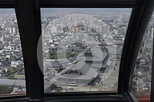 Views from the Kyoto Tower on a sunny spring day during the Hanami