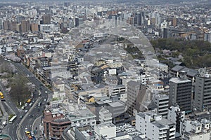 Views from the Kyoto Tower on a sunny spring day during the Hanami