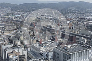 Views from the Kyoto Tower on a sunny spring day during the Hanami