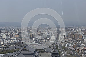 Views from the Kyoto Tower on a sunny spring day during the Hanami