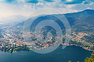 Views of Lake Como from the Lighthouse Faro Voltiano, Italy