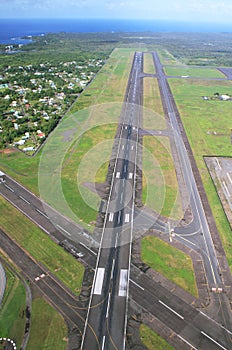 Views of landing runway arriving at Hilo airport photo