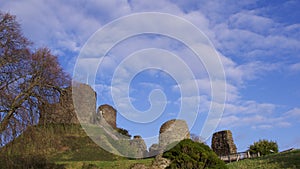 Views of Launceston Castle Cornwall, on a bright uncrowded winters day in January