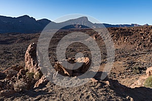 Views of lava field in the caldera of Mount Teide National Park, Tenerife, Canary Islands, Spain