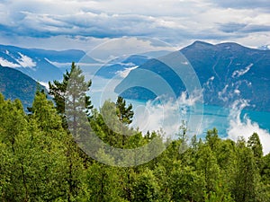 Views of LustraFjord from Molden hike in Norway