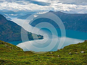 Views of LustraFjord from Molden hike in Norway