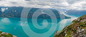 Views of LustraFjord from Molden hike in Norway