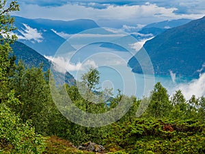 Views of LustraFjord from Molden hike in Norway