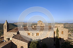 Views of medieval church from Parador de Cardona, a 9th Century hillside Castle, near Barcelona, Catalonia, Cardona, Spain