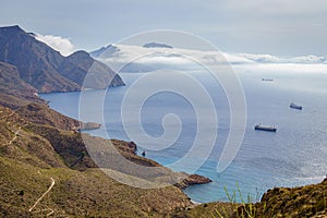 Views of the Mediterranean Sea, Cala Salitrona, Cartagena coast. Murcia. Spain