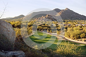 Views of North Scottsdale valley near Cavecreek with views of golf course and Black Mountain photo