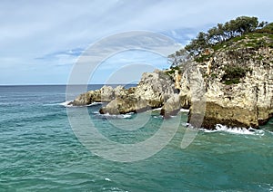 Views of an ocean gorge from a tropical island paradise off Queensland, Australia