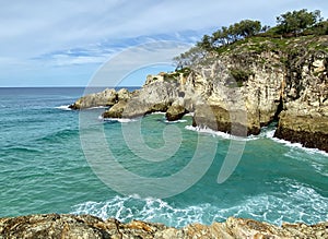 Views of an ocean gorge from a tropical island paradise off Queensland, Australia