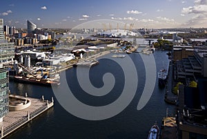 Views over canary wharf and docks