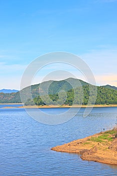 Views over the reservoir Kaengkrachan dam