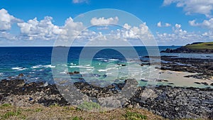 Views over Trevone Bay North Cornwall UK