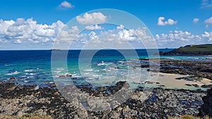 Views over Trevone Bay North Cornwall UK