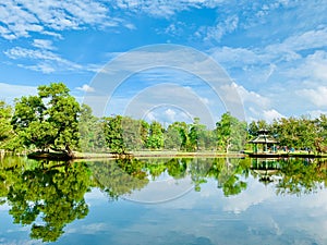 Views of the pond in the park At Somdej Phra Srinakarin Park Pattani Province, Thailand