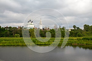 Views of the river Kamenka and the Alexander monastery. Suzdal. Russia.