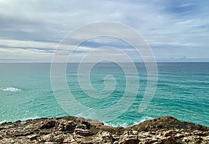 Views from a rocky headland on a tropical island paradise off Queensland, Australia