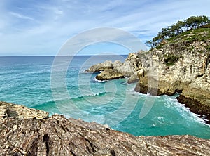 Views from a rocky headland on a tropical island paradise off Queensland, Australia