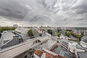 Views of the roofs of the city of Madrid in the area of Calle Bailen