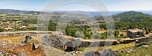 Views from Ruins of Medieval Castle and waaled village of Carrazeda de Ansiaes, Portugal