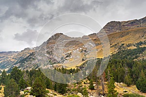 Views of the Salvaguardia peak and the Portillon de Benasque on the ascent to Aigualluts in the Posets Maladeta national park in