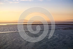 Views of the San Francisco bay towards Sutro tower at sunset, Coyote Hills Regional Park, Fremont, California