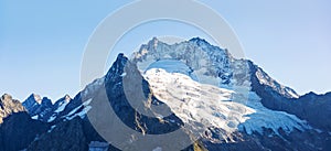 Views of the Small Dombay and Dombay Ulgen Mountains. Russia, Karachay-Cherkessia