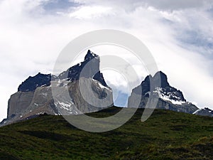 Views of snow peaks - Torres del Paine National Park, southern Patagonia, Chile