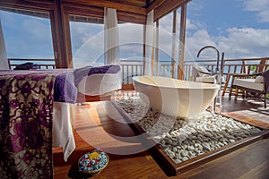 views of the spa and bathtub