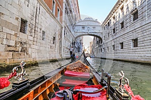 Views of streets and canals in Venice Italy