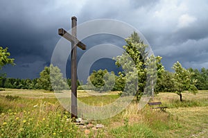 Views of the summer landscape with the approaching storm,