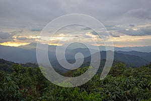 Views during sunset from Phanoen Thung Camp,Kaeng Krachan National Park,Phetchaburi Province,Thailand.