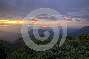 Views during sunset from Phanoen Thung Camp,Kaeng Krachan National Park,Phetchaburi Province,Thailand.