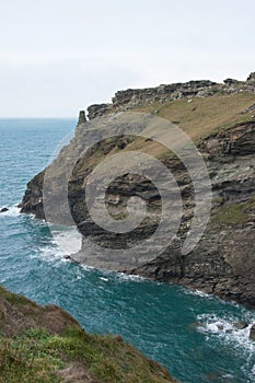 Views of Tintagel coastland in Cornwall in the UK