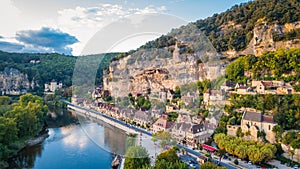 Countryside town of stone houses in france