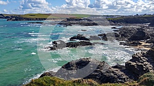 Views to Trevone Bay North Cornwall UK