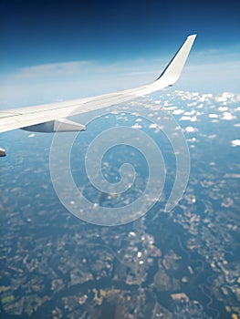 Views through the window of an airplane