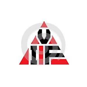 VIF triangle letter logo design with triangle shape. VIF triangle logo design monogram. VIF triangle vector logo template with red