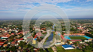 Vigan city in sunny weather, aerial view.